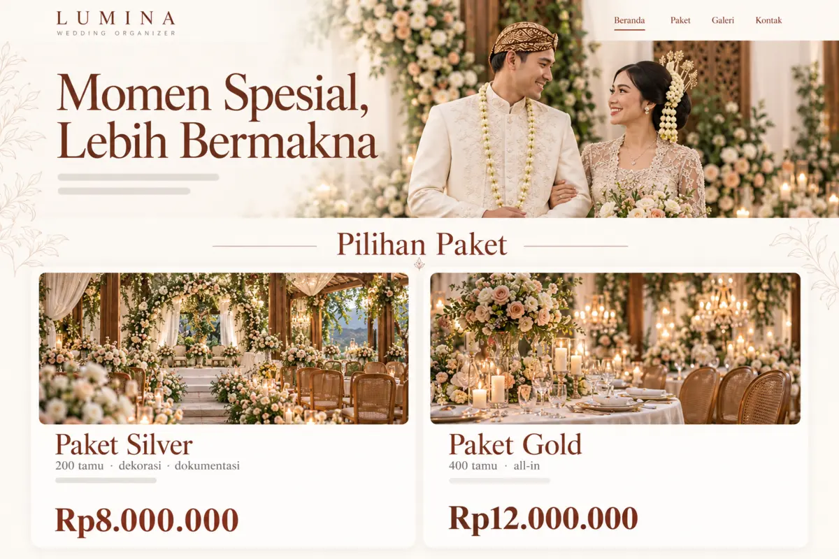 Website Lumina: Paket Silver sekarang Rp8.000.000
