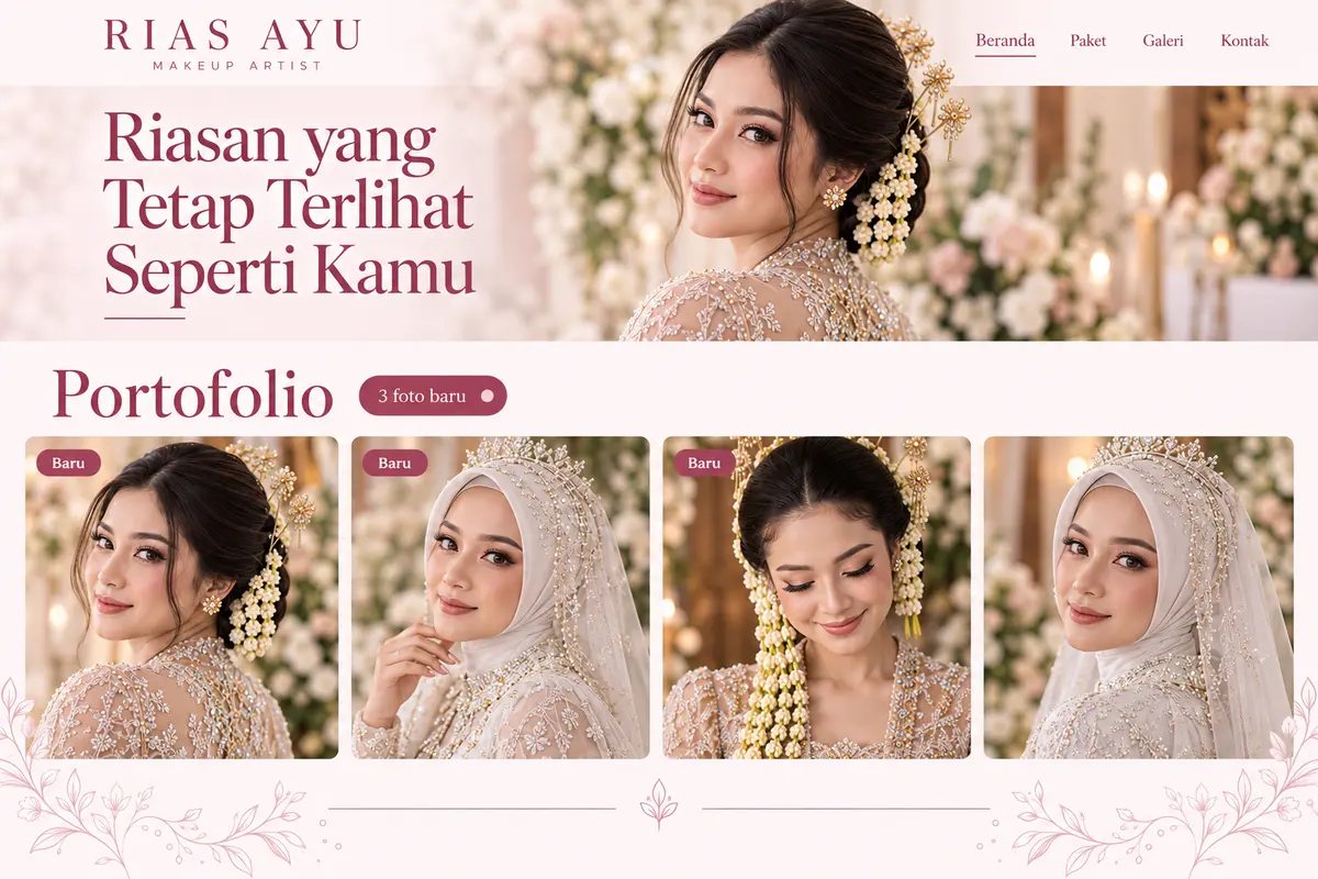 Website Rias Ayu: portofolio dengan 3 foto baru