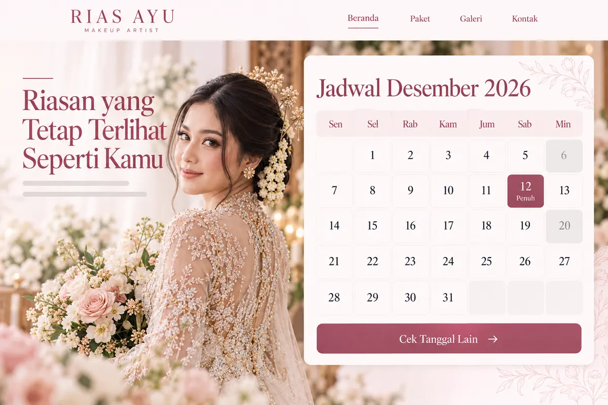 Website Rias Ayu: jadwal Desember 2026, tanggal 12 penuh